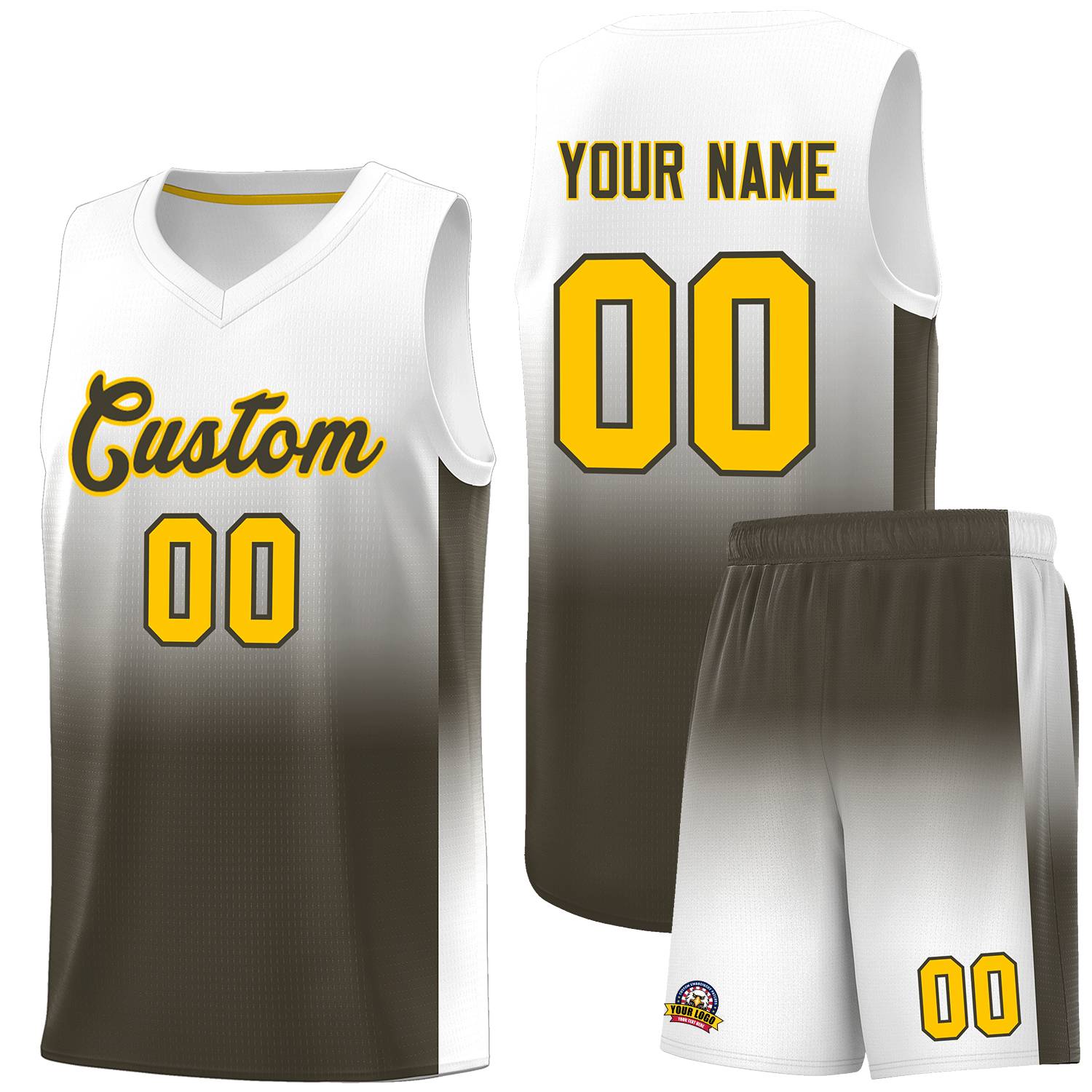 Custom White Olive Gradient Fashion Sets Sports Uniform Basketball Jersey