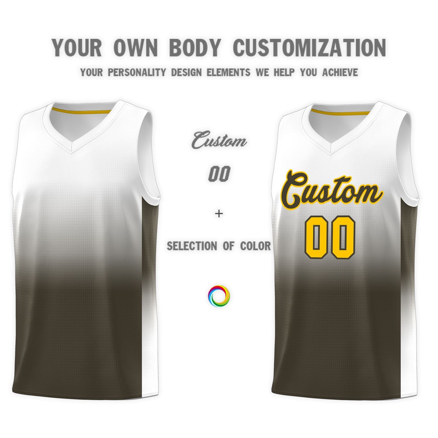 Custom White Olive Gradient Fashion Sets Sports Uniform Basketball Jersey