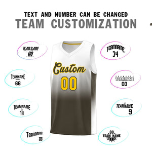 Custom White Olive Gradient Fashion Sets Sports Uniform Basketball Jersey