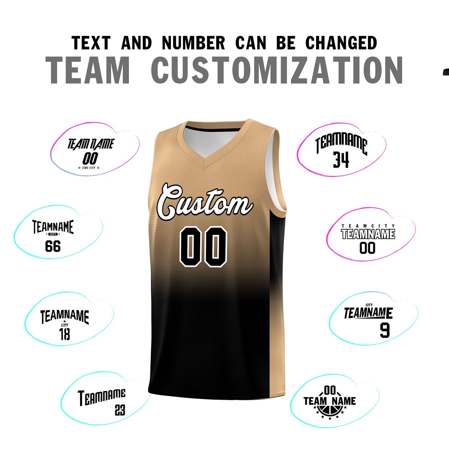 Custom Old Gold Black Gradient Fashion Sets Sports Uniform Basketball Jersey