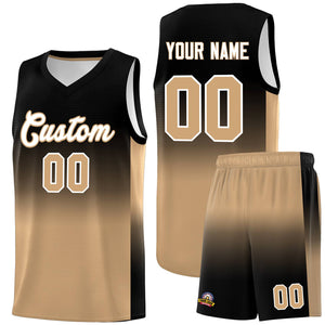 Custom Black Old Gold Gradient Fashion Sets Sports Uniform Basketball Jersey