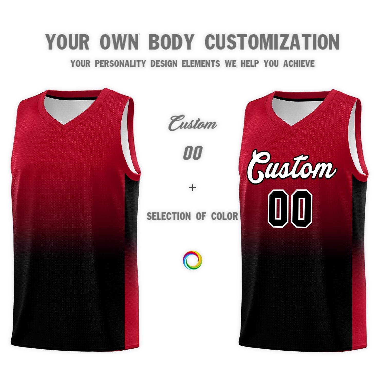 Custom Red Black Gradient Fashion Sets Sports Uniform Basketball Jersey