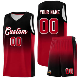 Custom Black Red Gradient Fashion Sets Sports Uniform Basketball Jersey