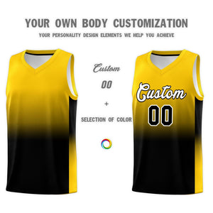 Custom Gold Black Gradient Fashion Sets Sports Uniform Basketball Jersey