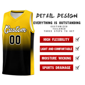 Custom Gold Black Gradient Fashion Sets Sports Uniform Basketball Jersey