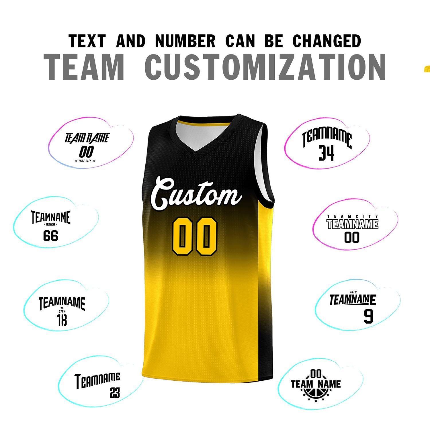 Custom Black Gold Gradient Fashion Sets Sports Uniform Basketball Jersey