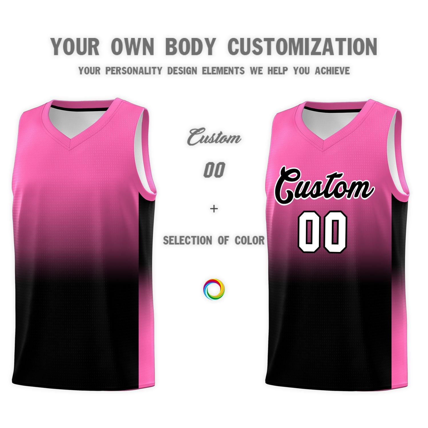 Custom Pink Black Gradient Fashion Sets Sports Uniform Basketball Jersey