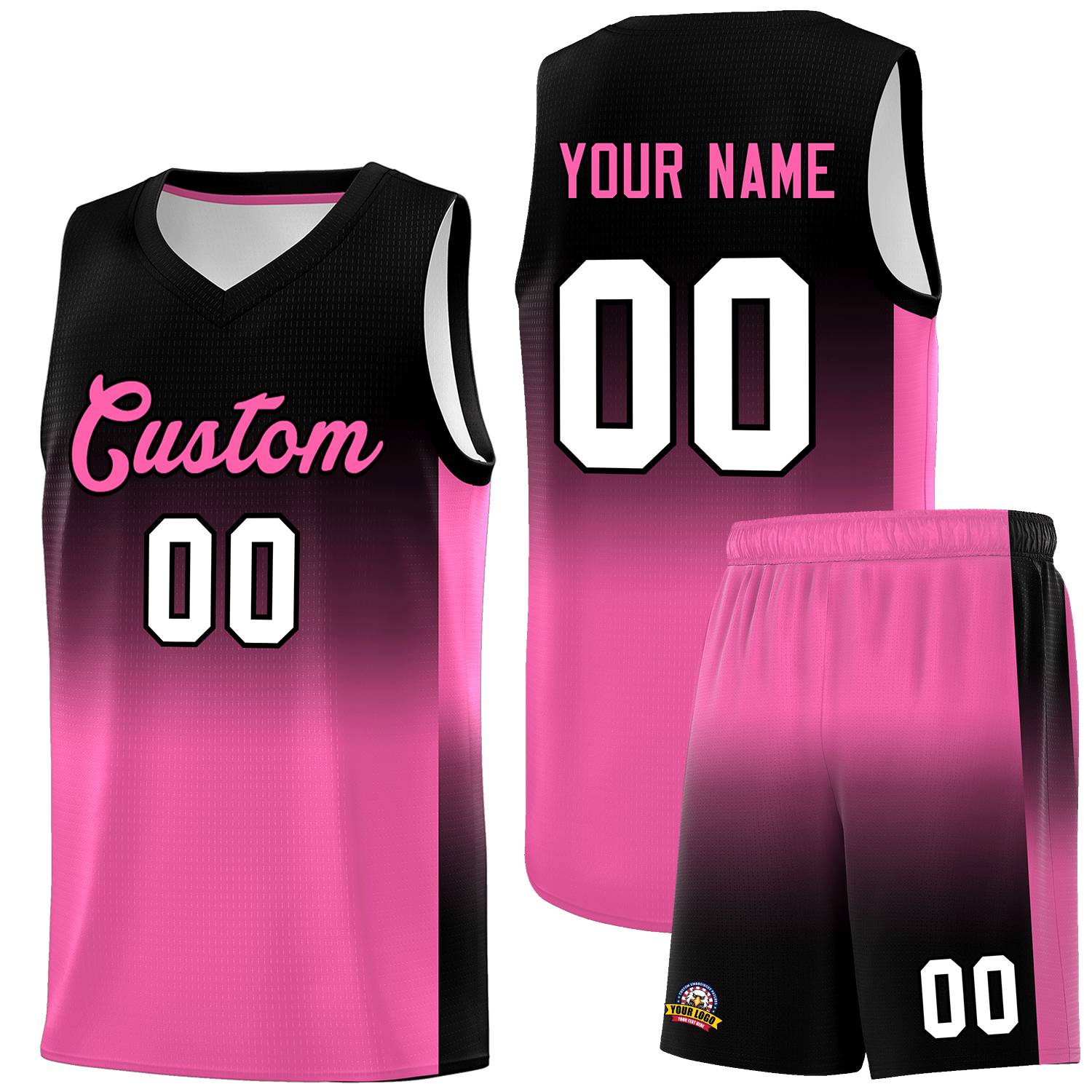 Custom Black Pink Gradient Fashion Sets Sports Uniform Basketball Jersey