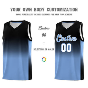 Custom Black Light Blue Gradient Fashion Sets Sports Uniform Basketball Jersey