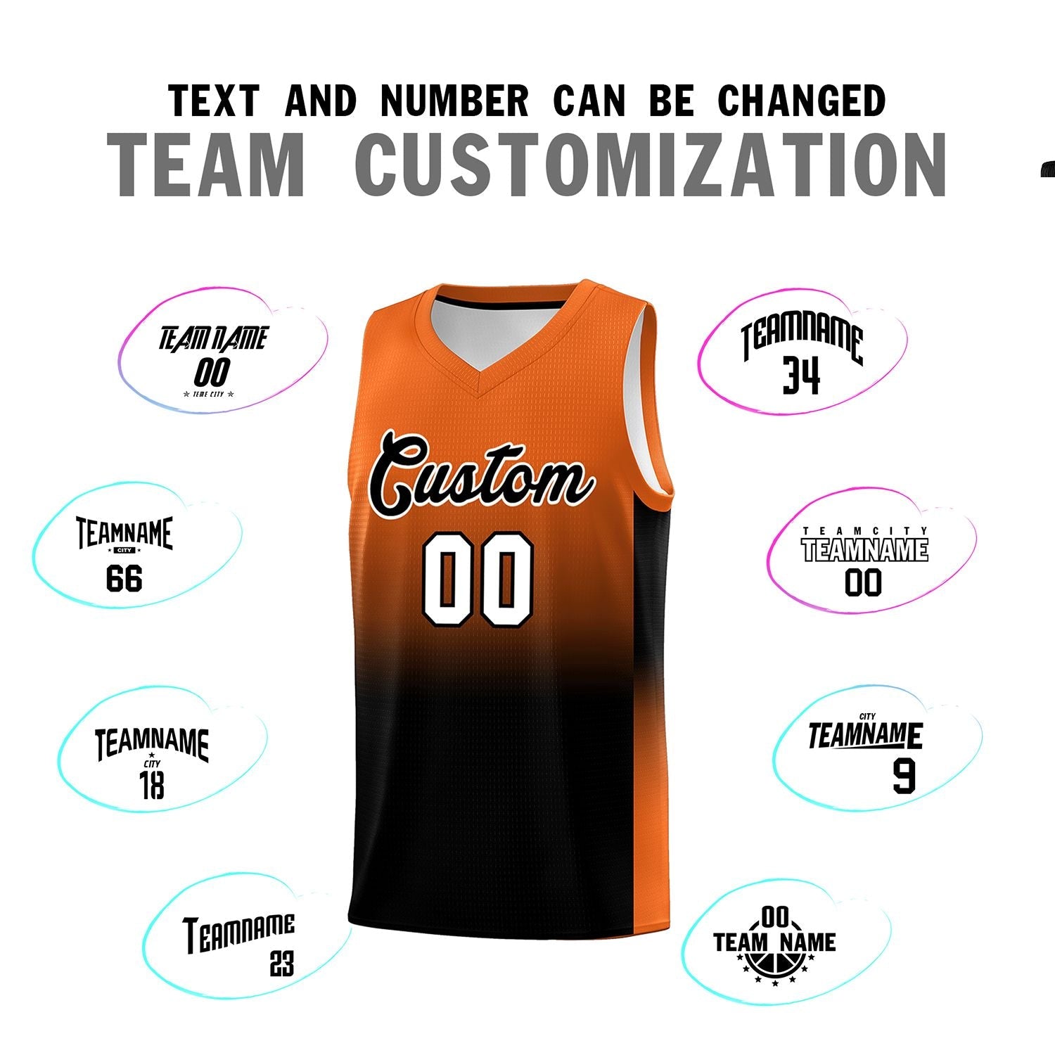 Custom Orange Black Gradient Fashion Sets Sports Uniform Basketball Jersey