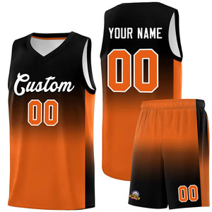 Custom Black Orange Gradient Fashion Sets Sports Uniform Basketball Jersey