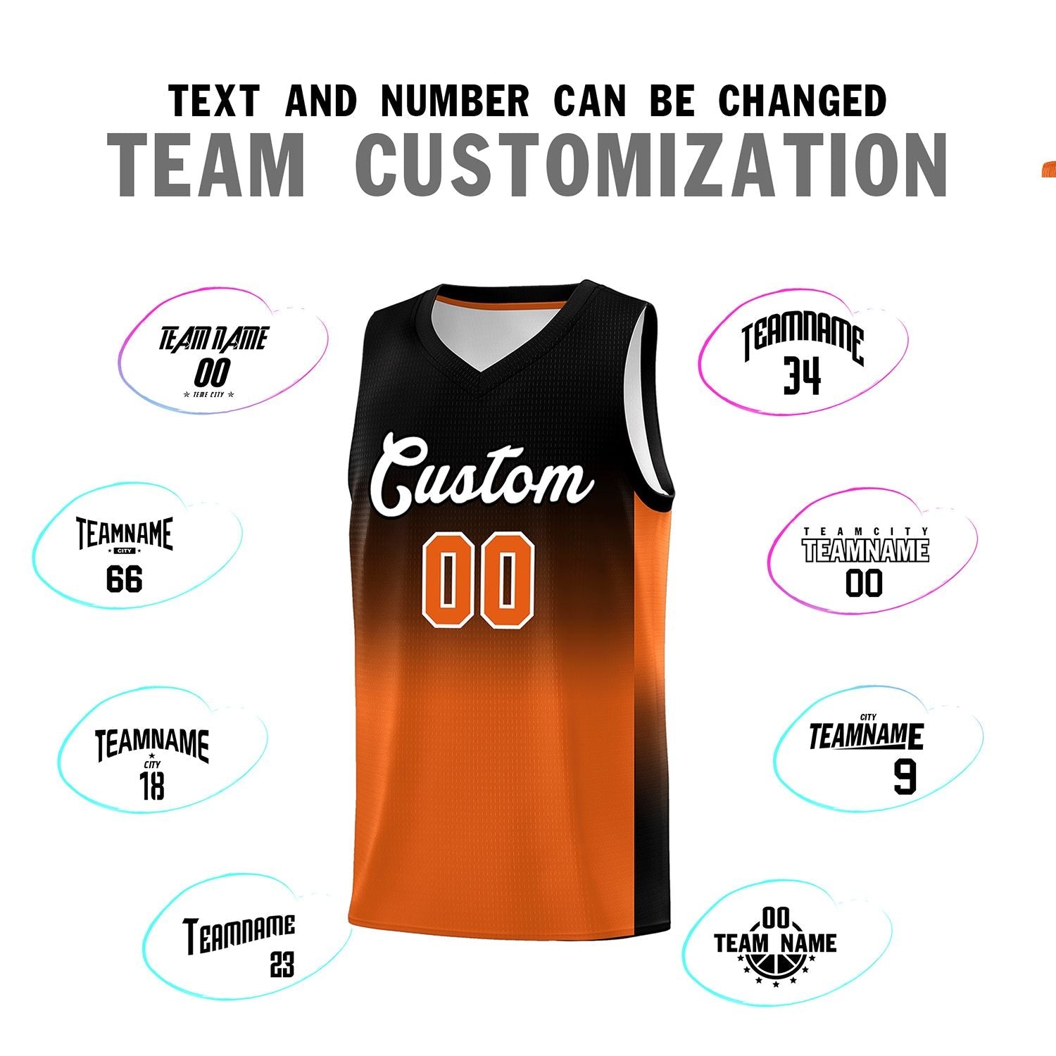 Custom Black Orange Gradient Fashion Sets Sports Uniform Basketball Jersey