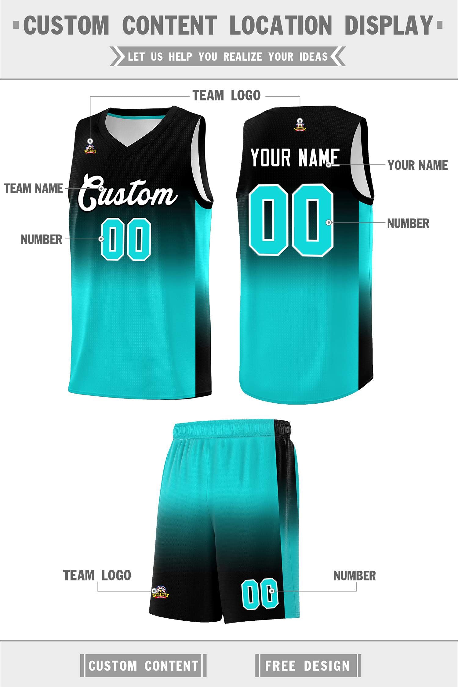 Custom Black Bright Green Gradient Fashion Sets Sports Uniform Basketball Jersey