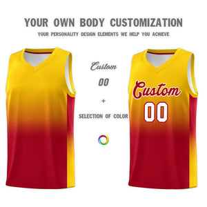 Custom Gold Red Gradient Fashion Sets Sports Uniform Basketball Jersey