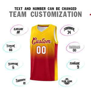 Custom Gold Red Gradient Fashion Sets Sports Uniform Basketball Jersey