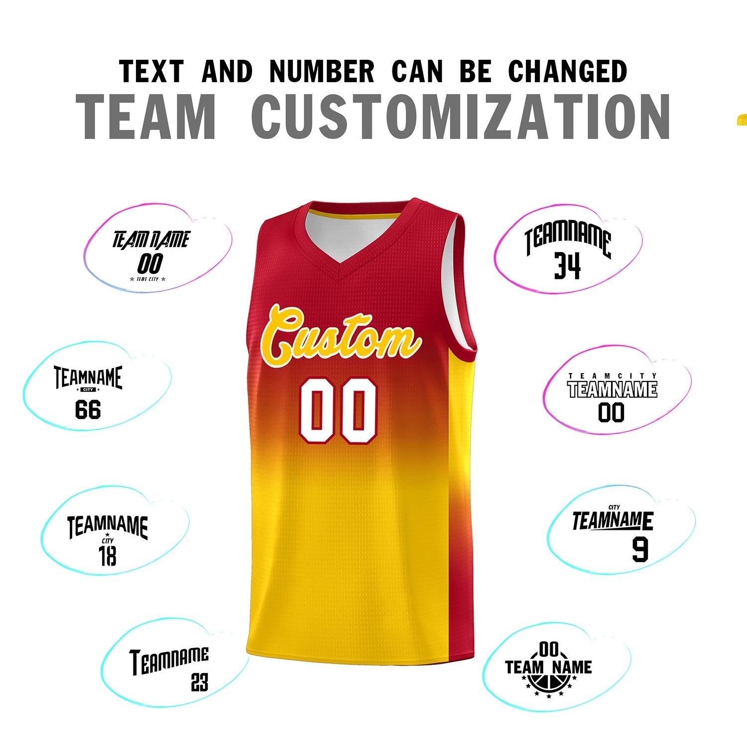 Custom Red Gold Gradient Fashion Sets Sports Uniform Basketball Jersey