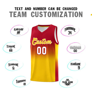 Custom Red Gold Gradient Fashion Sets Sports Uniform Basketball Jersey