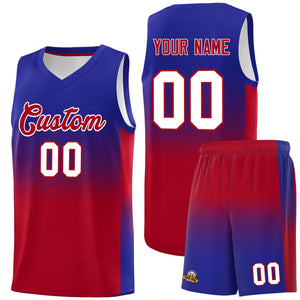 Custom Royal Red Gradient Fashion Sets Sports Uniform Basketball Jersey