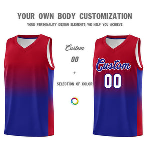 Custom Red Royal Gradient Fashion Sets Sports Uniform Basketball Jersey