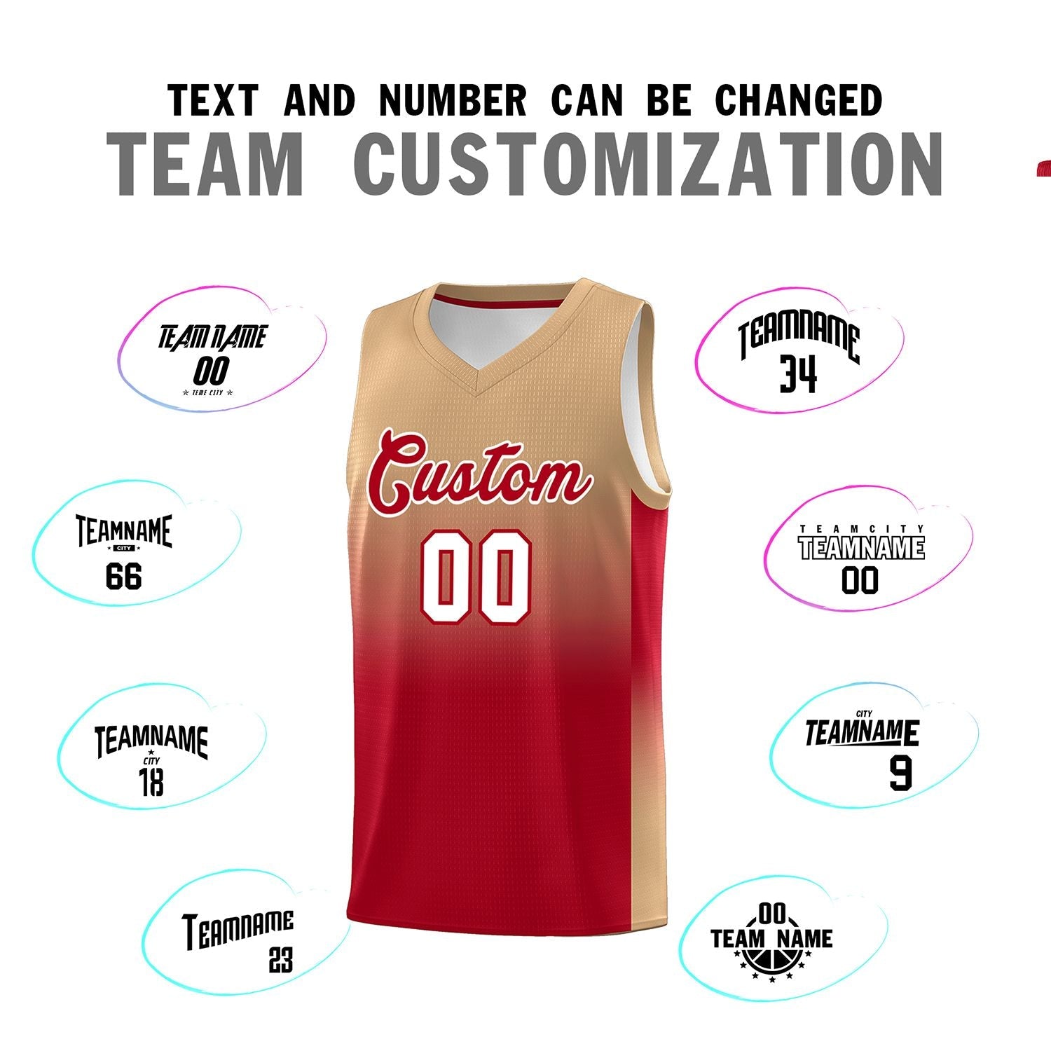 Custom Old Gold Red Gradient Fashion Sets Sports Uniform Basketball Jersey