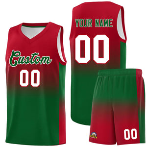 Custom Red Kelly Green Gradient Fashion Sets Sports Uniform Basketball Jersey