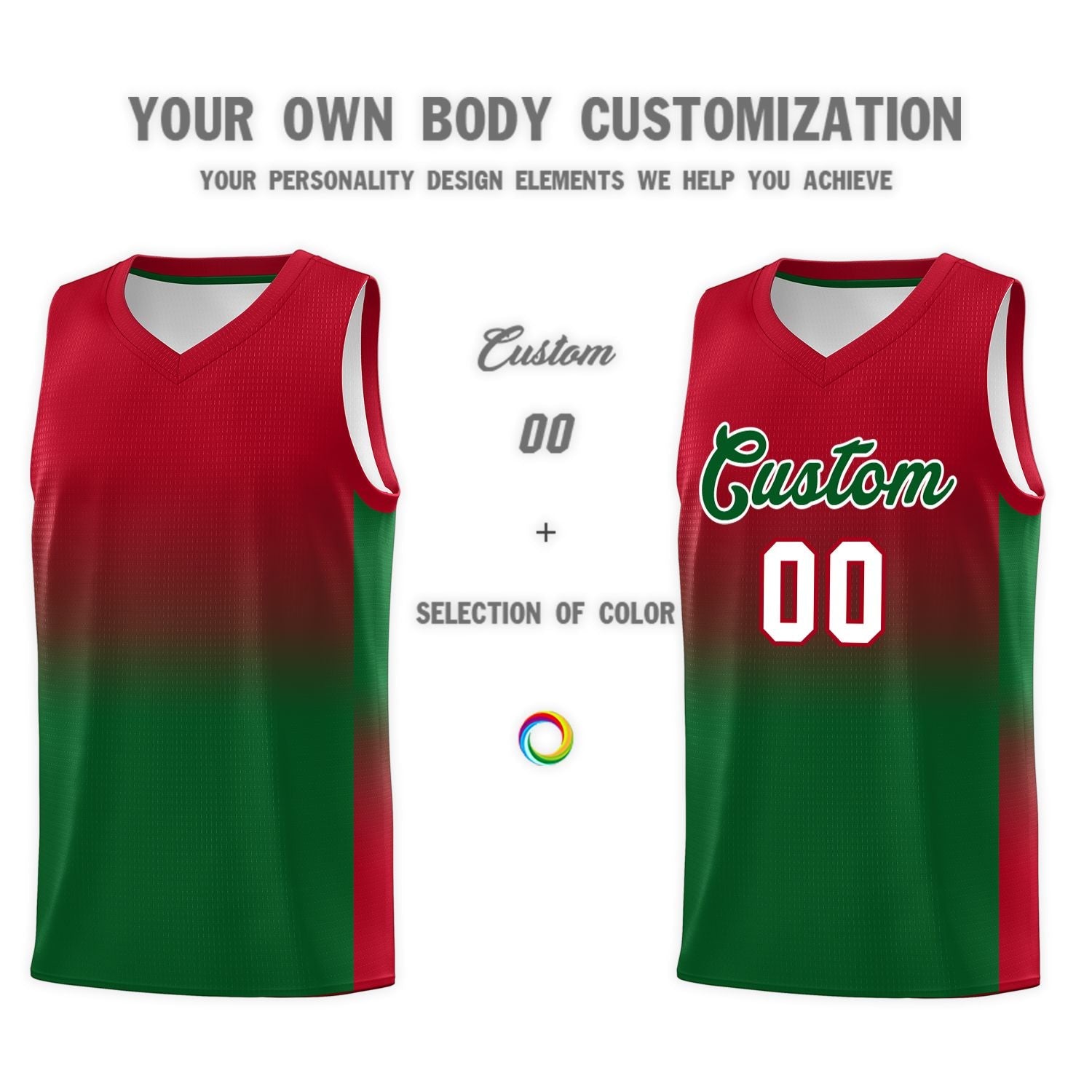 Custom Red Kelly Green Gradient Fashion Sets Sports Uniform Basketball Jersey