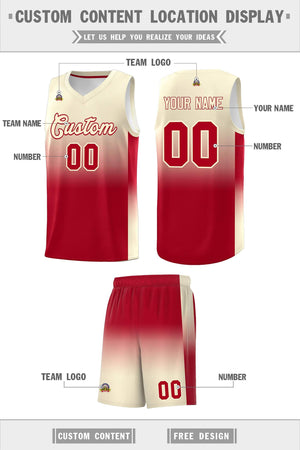 Custom Cream Red Gradient Fashion Sets Sports Uniform Basketball Jersey