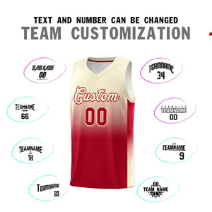 Custom Cream Red Gradient Fashion Sets Sports Uniform Basketball Jersey