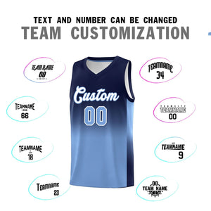 Custom Navy Light Blue Gradient Fashion Sets Sports Uniform Basketball Jersey