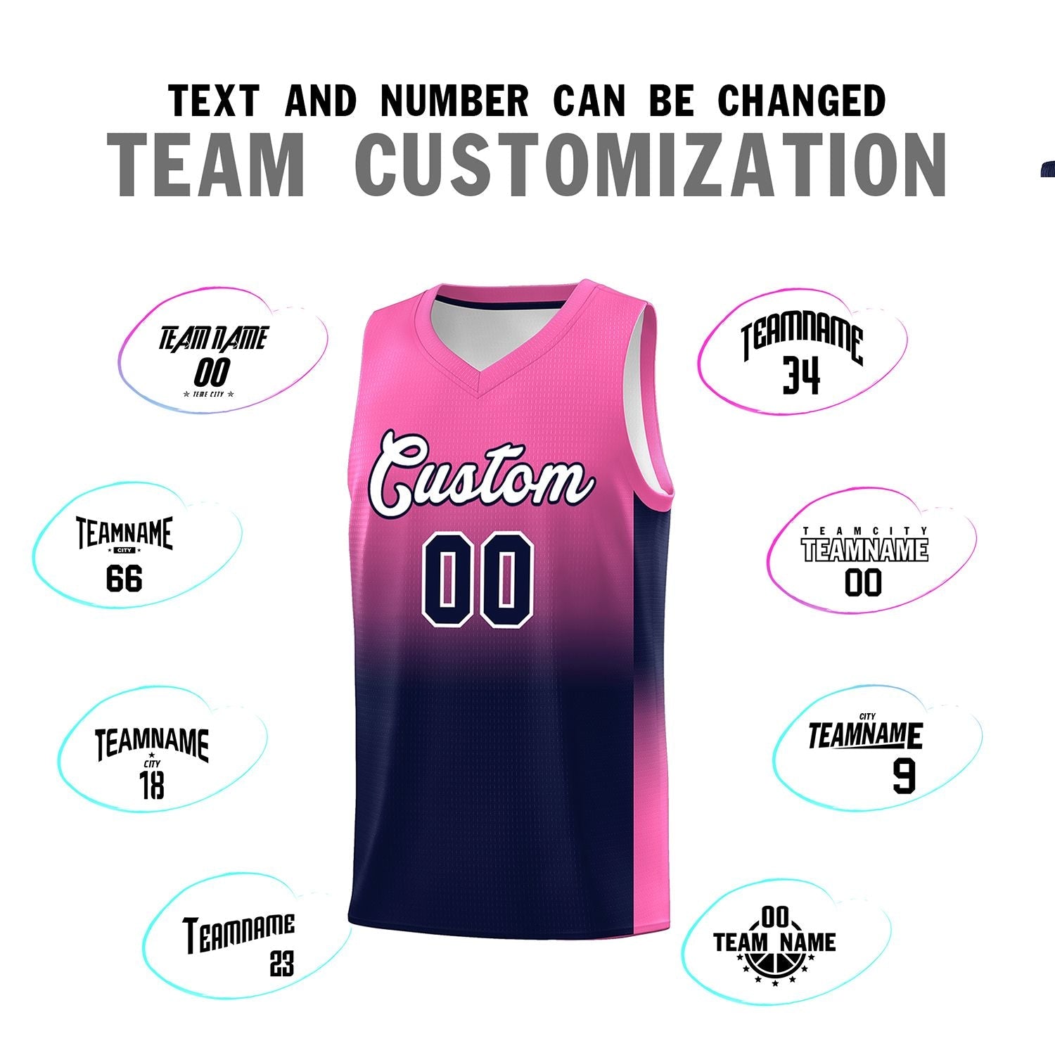 Custom Pink Navy Gradient Fashion Sets Sports Uniform Basketball Jersey