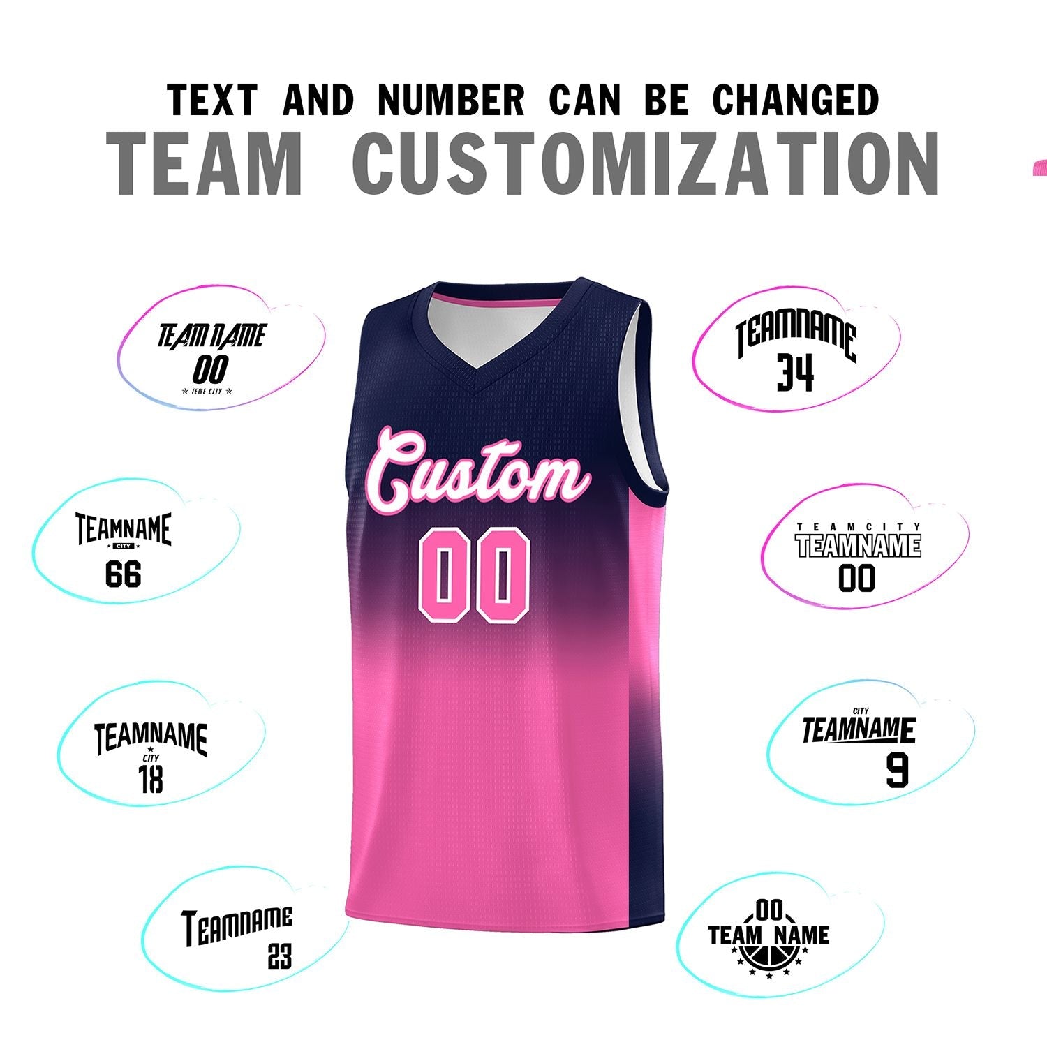 Custom Navy Pink Gradient Fashion Sets Sports Uniform Basketball Jersey