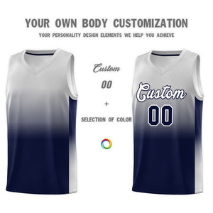 Custom Gray Navy Gradient Fashion Sets Sports Uniform Basketball Jersey