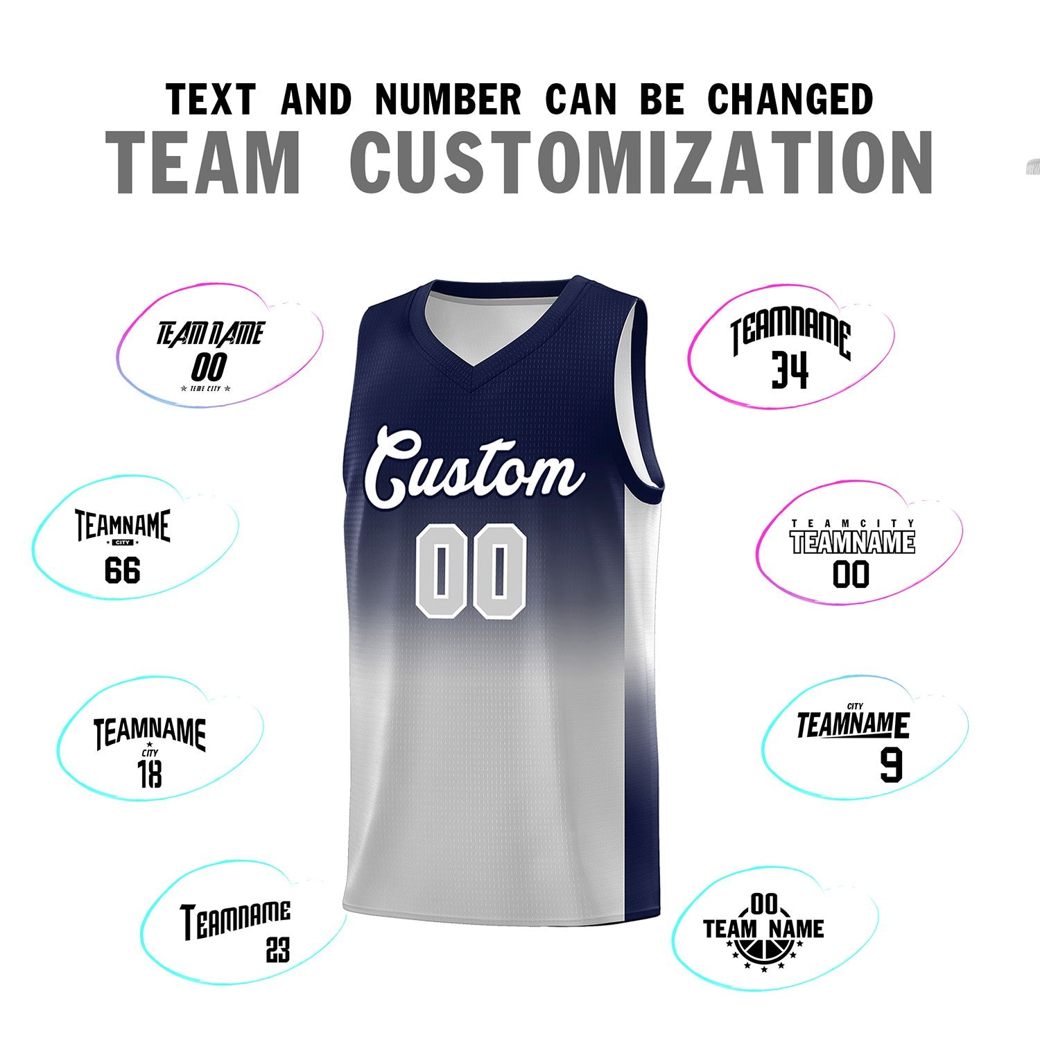 Custom Navy Gray Gradient Fashion Sets Sports Uniform Basketball Jersey