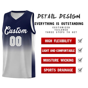 Custom Navy Gray Gradient Fashion Sets Sports Uniform Basketball Jersey