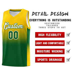 Custom Gold Kelly Green Gradient Fashion Sets Sports Uniform Basketball Jersey