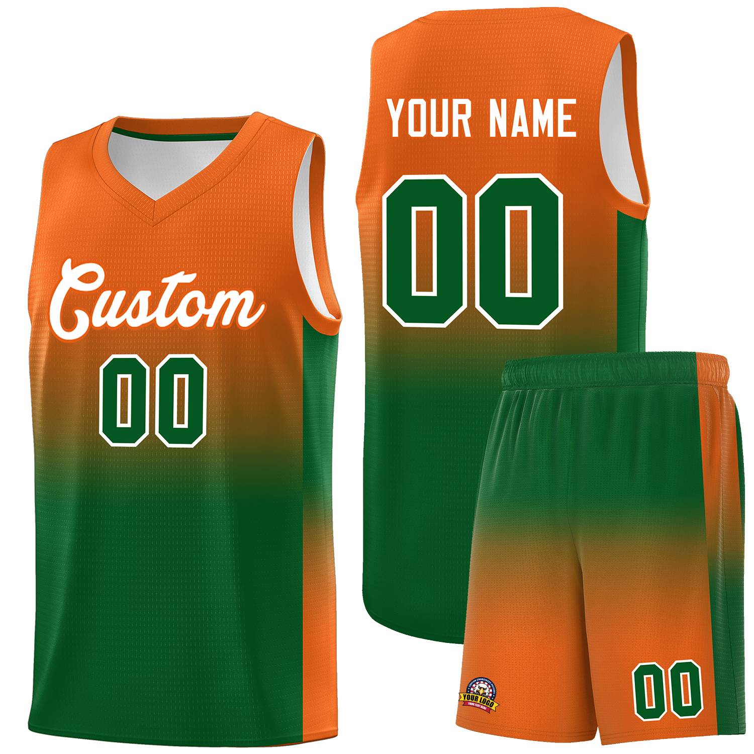 Custom Orange Kelly Green Gradient Fashion Sets Sports Uniform Basketball Jersey