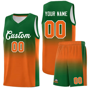 Custom Kelly Green Orange Gradient Fashion Sets Sports Uniform Basketball Jersey