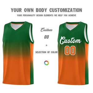 Custom Kelly Green Orange Gradient Fashion Sets Sports Uniform Basketball Jersey