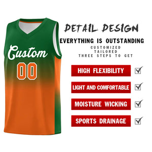 Custom Kelly Green Orange Gradient Fashion Sets Sports Uniform Basketball Jersey