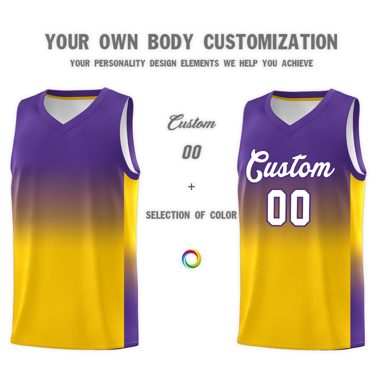 Custom Purple Gold Gradient Fashion Sets Sports Uniform Basketball Jersey