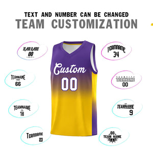 Custom Purple Gold Gradient Fashion Sets Sports Uniform Basketball Jersey