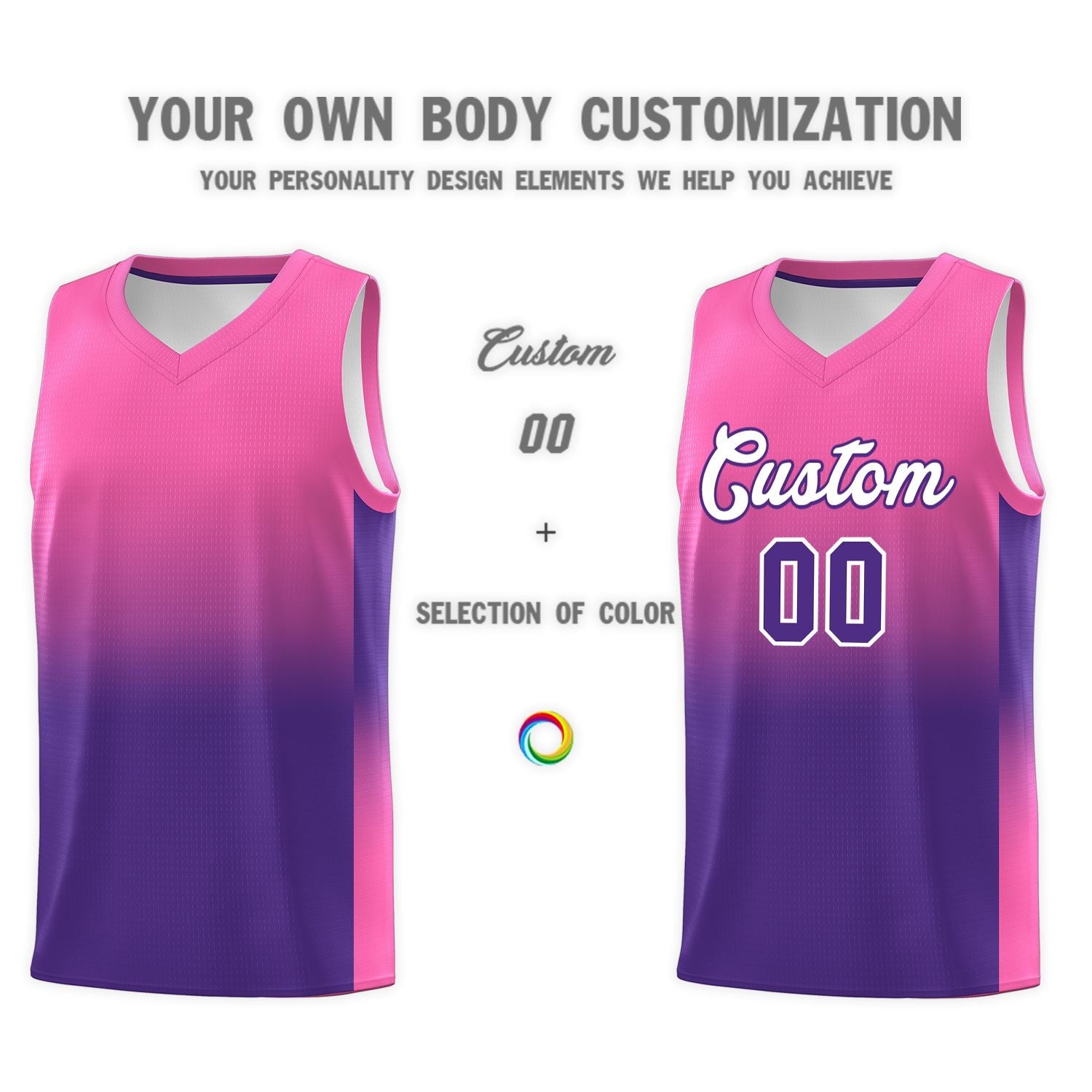 Custom Pink Purple Gradient Fashion Sets Sports Uniform Basketball Jersey