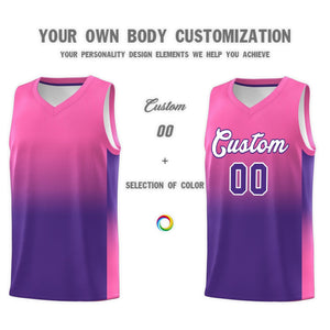 Custom Pink Purple Gradient Fashion Sets Sports Uniform Basketball Jersey