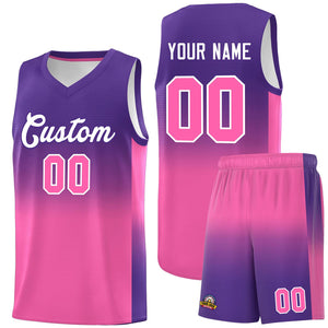 Custom Purple Pink Gradient Fashion Sets Sports Uniform Basketball Jersey