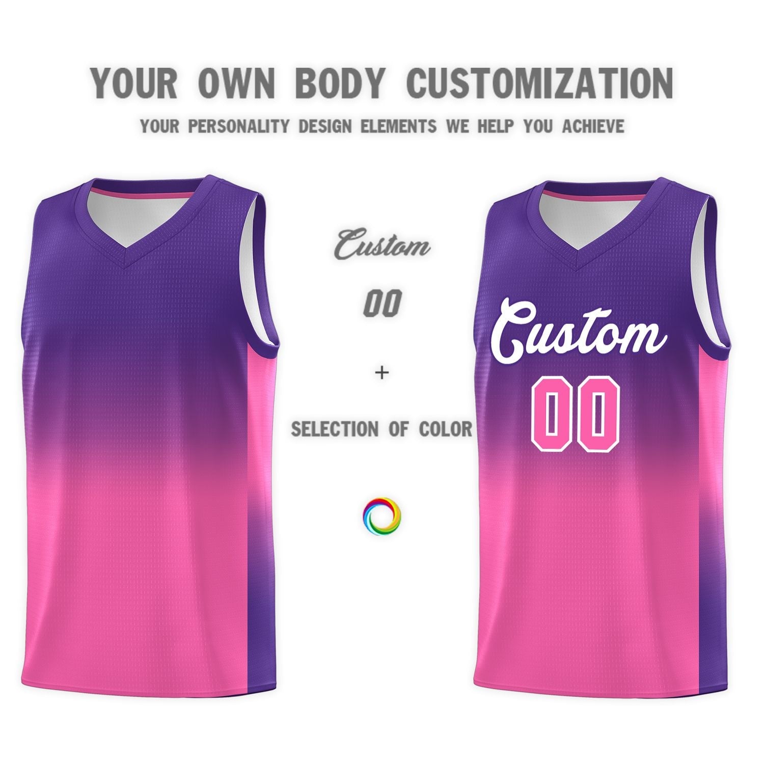 Custom Purple Pink Gradient Fashion Sets Sports Uniform Basketball Jersey