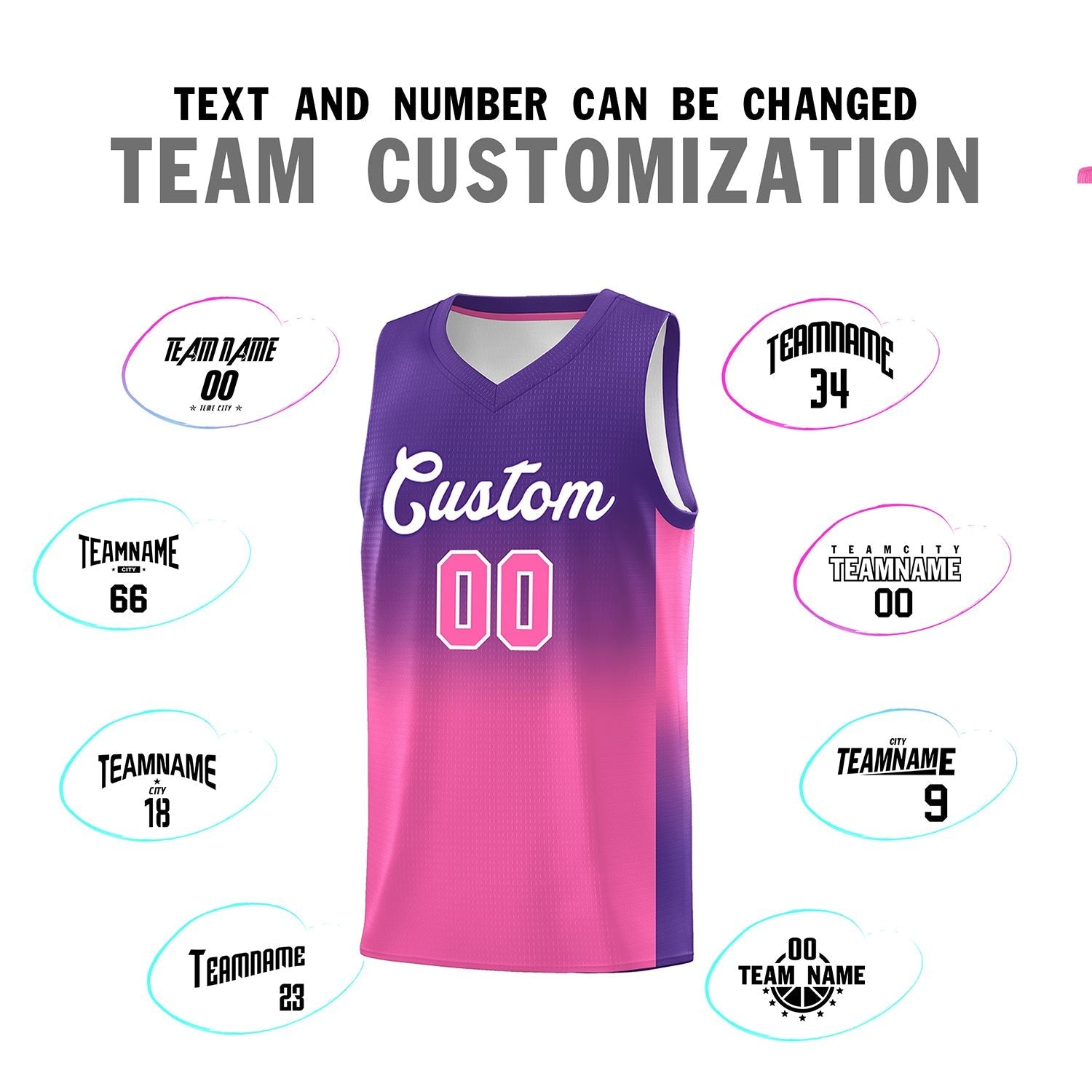 Custom Purple Pink Gradient Fashion Sets Sports Uniform Basketball Jersey