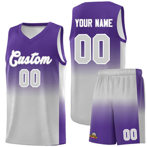 Custom Purple Gray Gradient Fashion Sets Sports Uniform Basketball Jersey