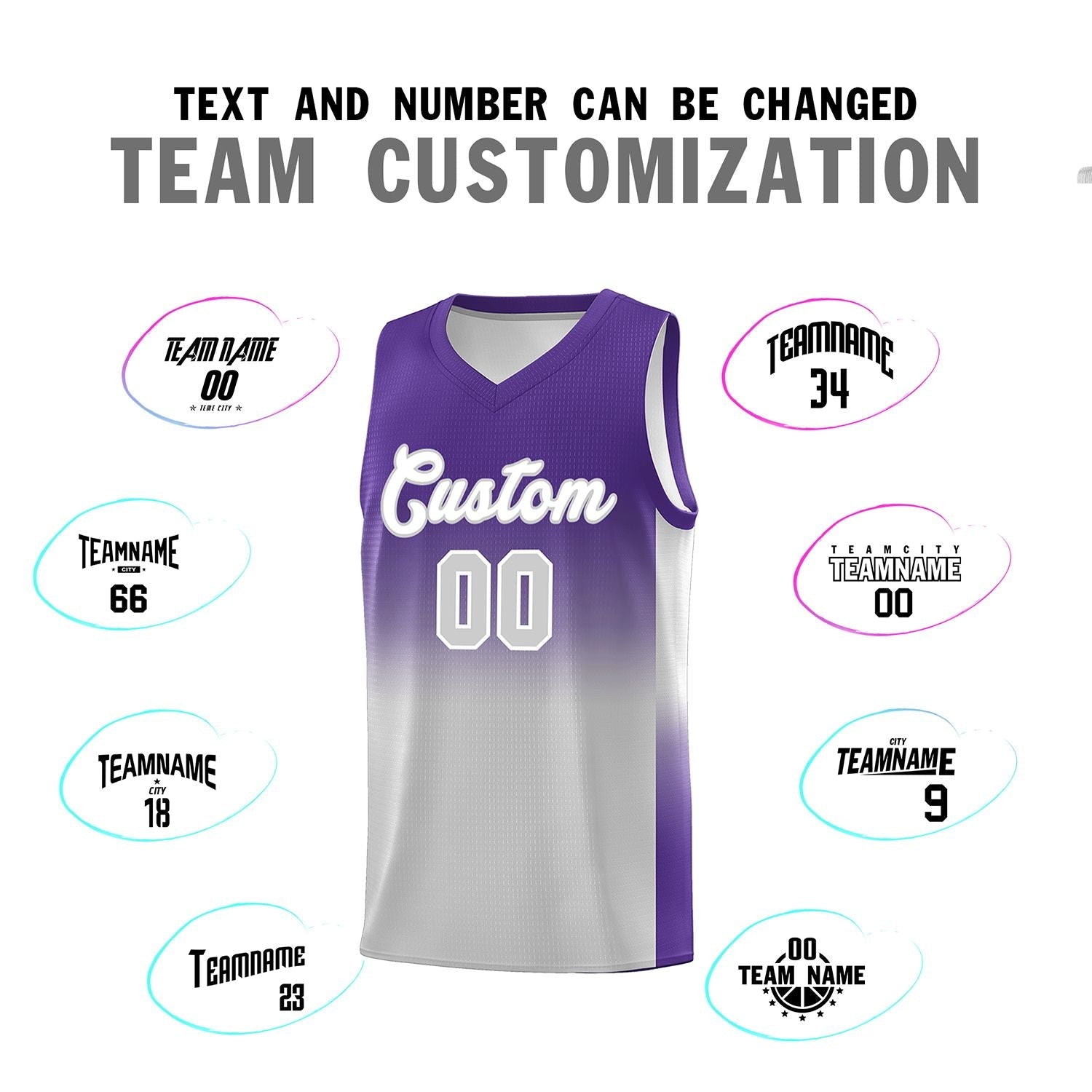 Custom Purple Gray Gradient Fashion Sets Sports Uniform Basketball Jersey