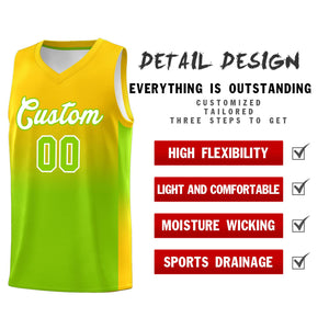 Custom Gold Neon Green Gradient Fashion Sets Sports Uniform Basketball Jersey