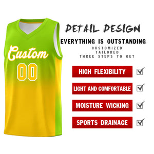 Custom Neon Green Gold Gradient Fashion Sets Sports Uniform Basketball Jersey